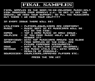 Final Samples Advertisement