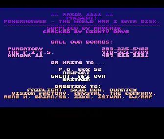 Powermonger World War 1 Data Disk
